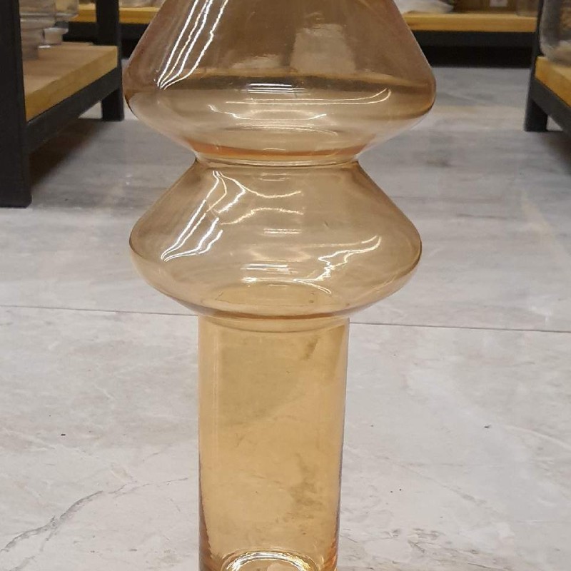 Amber Hourglass Geometric Glass Vase