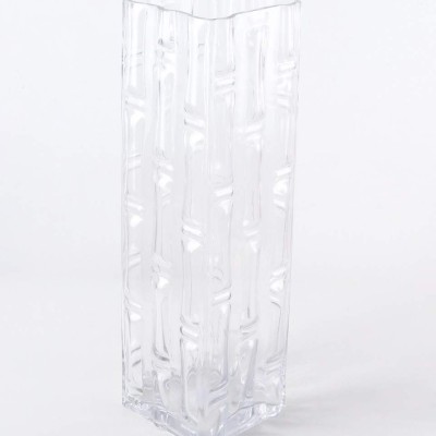 Clear Bamboo-Textured Glass Vase