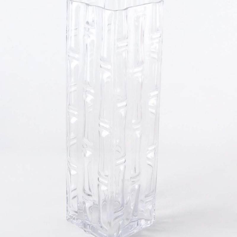 Clear Bamboo-Textured Glass Vase