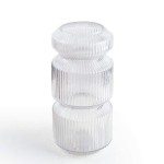 Clear Tiered Ribbed Glass Vase