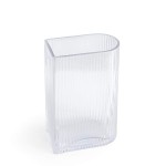 Clear Ribbed Half-Oval Glass Vase