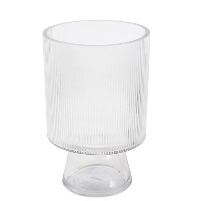 Clear Ribbed Pedestal Glass Vase