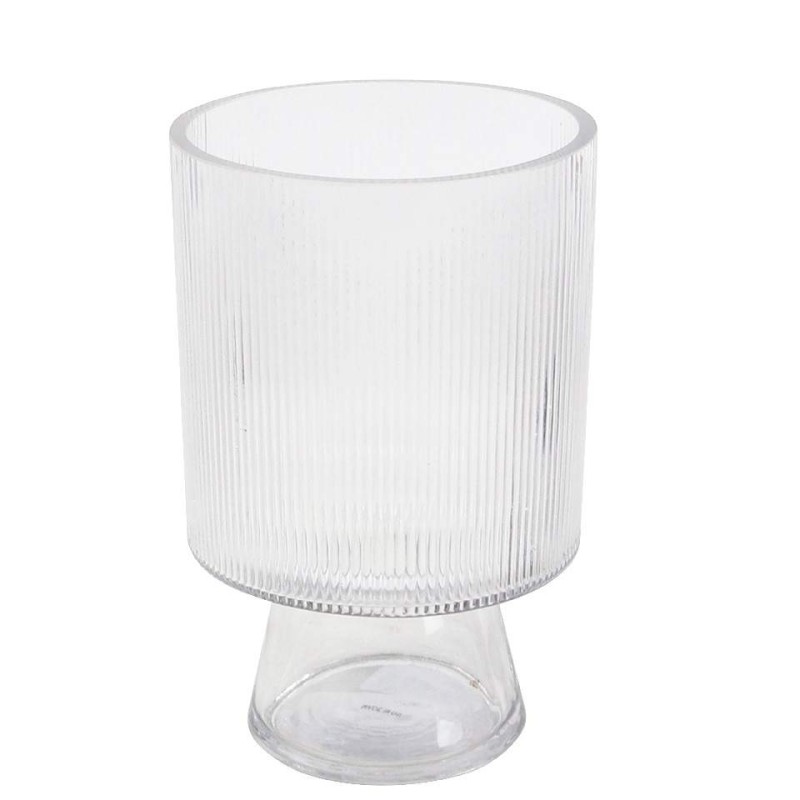Clear Ribbed Pedestal Glass Vase