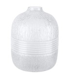 Frosted Ripple Glass Vase with Silver Bands