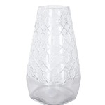 Clear Honeycomb Textured Glass Vase