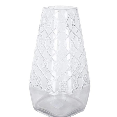 Clear Honeycomb Textured Glass Vase