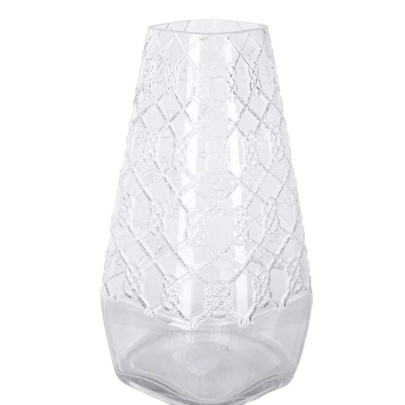 Clear Honeycomb Textured Glass Vase