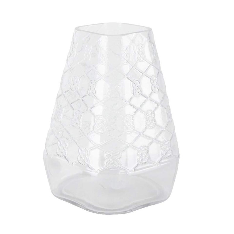 Clear Honeycomb Tapered Glass Vase