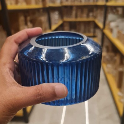 Cobalt Blue Ribbed Mini Vase