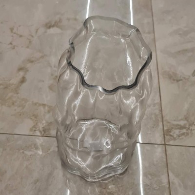 Clear Crumpled Bag Glass Vase