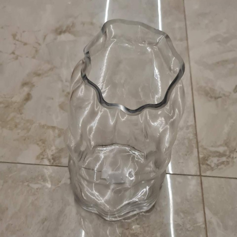 Clear Crumpled Bag Glass Vase