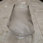 Clear Spiral Ribbed Slanted Glass Vase