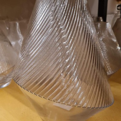 Smoked Gray Swirl Ribbed Glass Vase