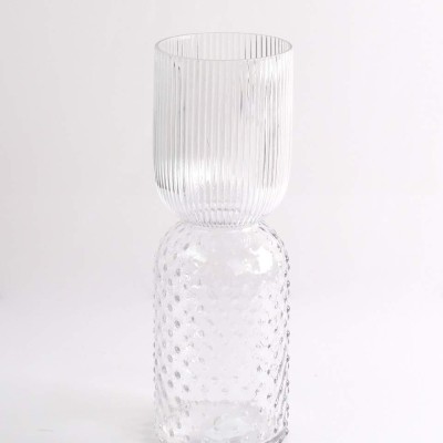 Clear Ribbed &amp; Hobnail Glass Vase