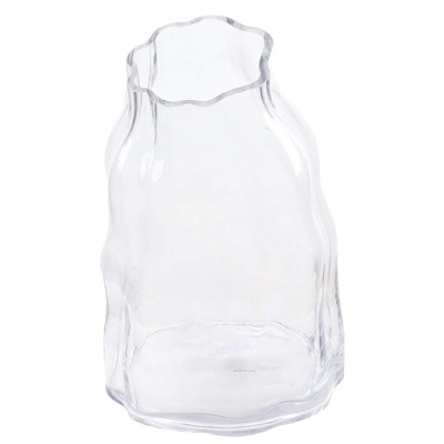 Clear Wavy Ruffled Glass Vase