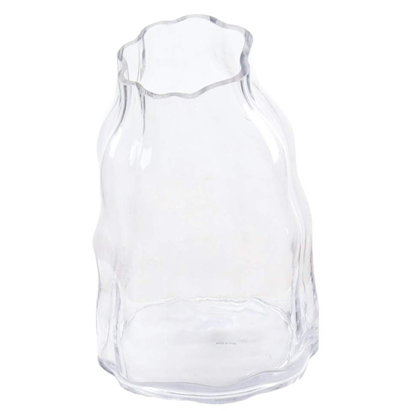 Clear Wavy Ruffled Glass Vase