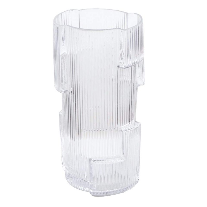 Clear Stacked Ribbed Geometric Vase