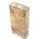 Amber Ribbed Arch Rectangle Glass Vase