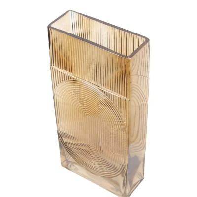 Amber Ribbed Arch Rectangle Glass Vase
