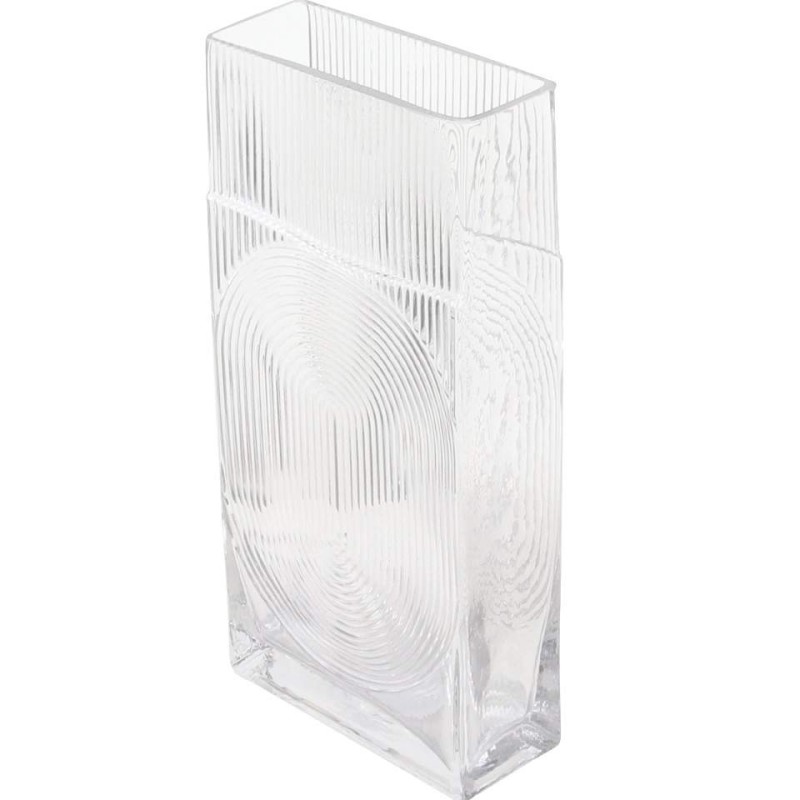 Clear Ribbed Arch Rectangle Glass Vase