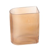 Amber Ribbed Half-Moon Glass Vase