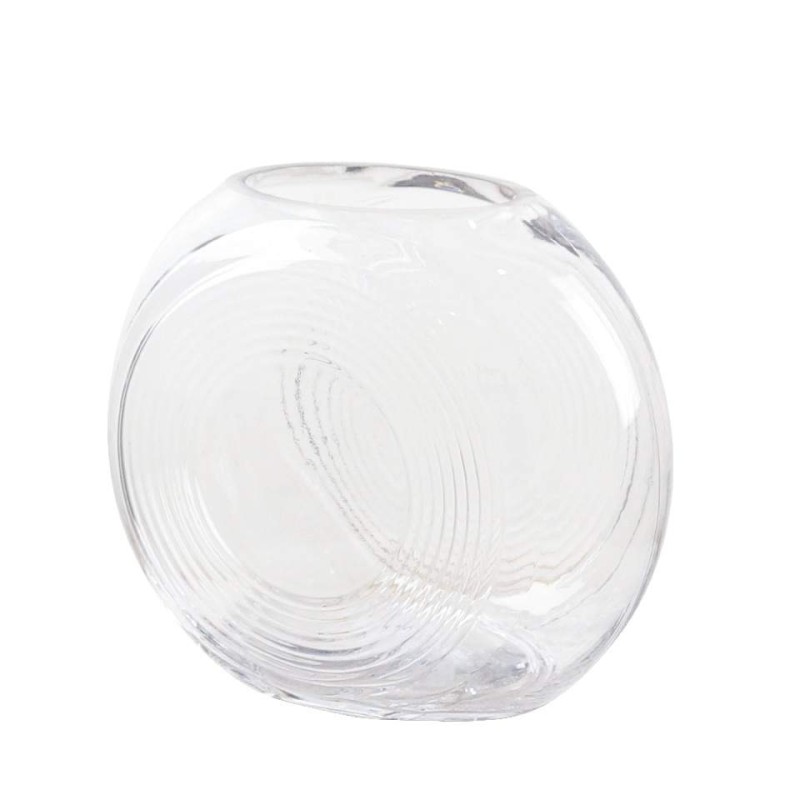Clear Swirl Disc Glass Vase