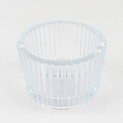 Ribbed Clear Glass Bowl Vase