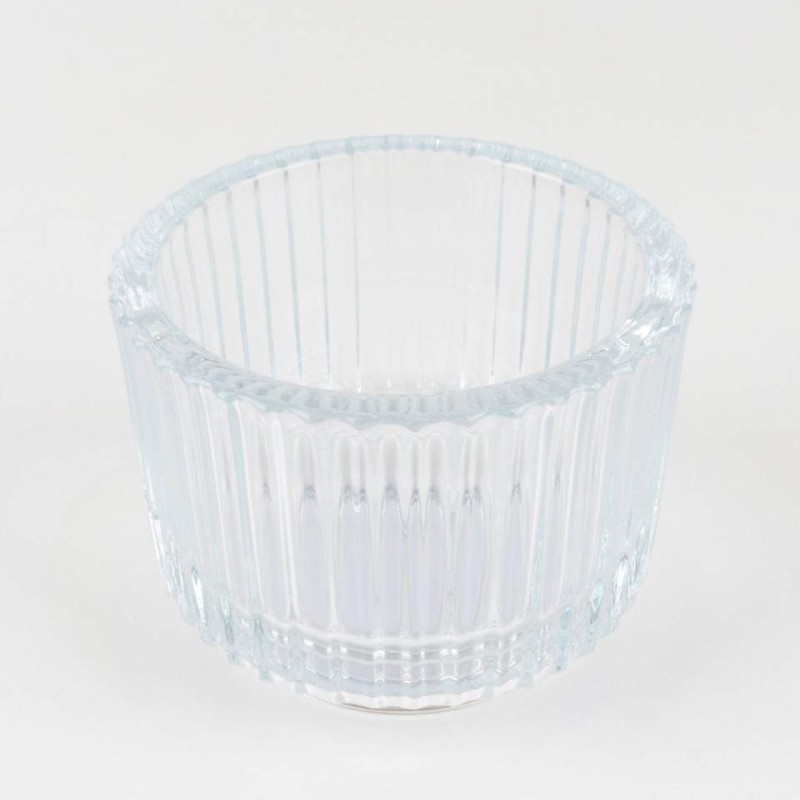 Ribbed Clear Glass Bowl Vase
