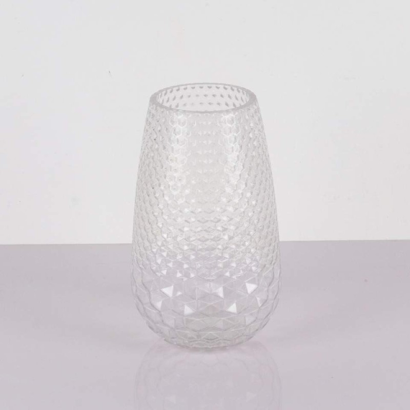 Textured Geometric Glass Vase