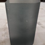 Frosted Smoke Gray Ribbed Half-Moon Vase