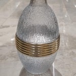 Textured Glass Vase with Gold Bands