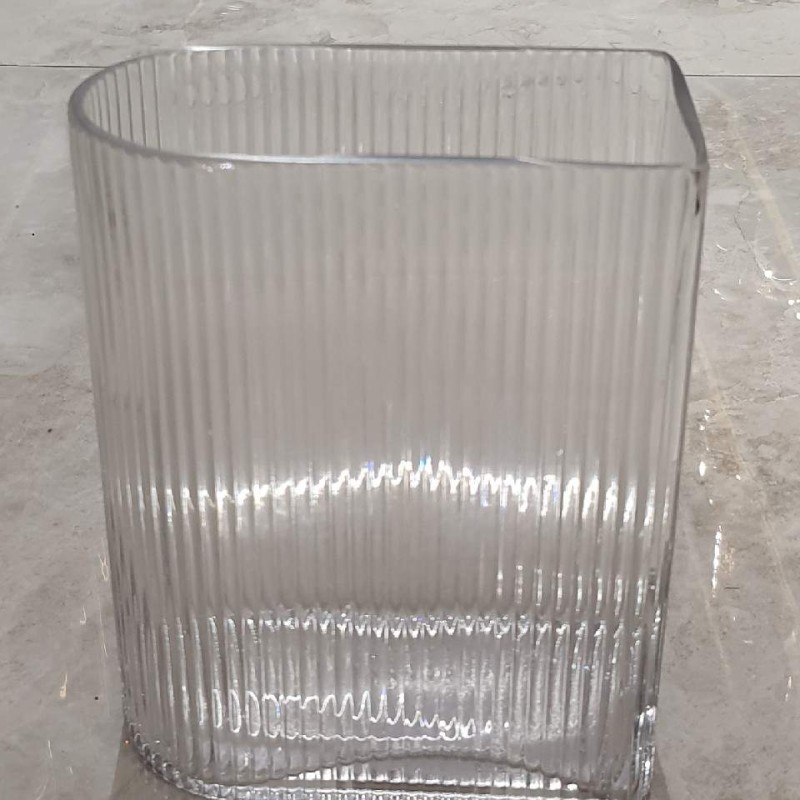 Ribbed Half-Moon Clear Glass Vase