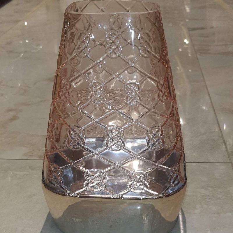 Rose Gold Embossed Floral Glass Vase
