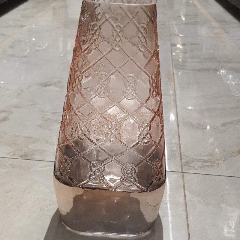Tall Rose Gold Embossed Lattice Vase