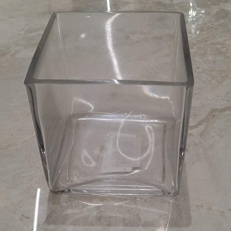 Smoke-Tinted Square Glass Vase
