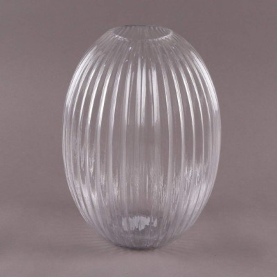 Ribbed Round Glass Vase