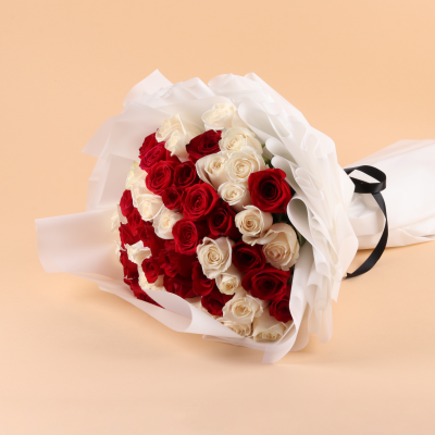 ed and White Roses Bouquet