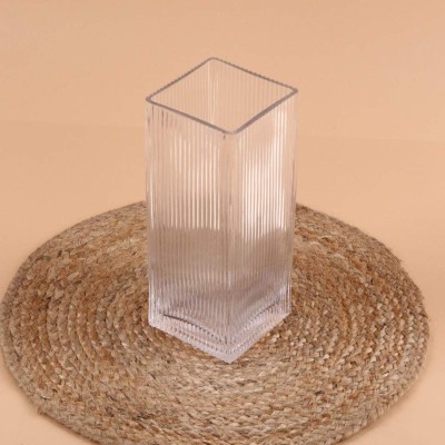 Ribbed Square Glass Vase