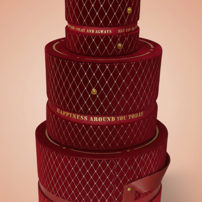 Luxury Maroon Velvet 3-Tier Gift Tower Box Set